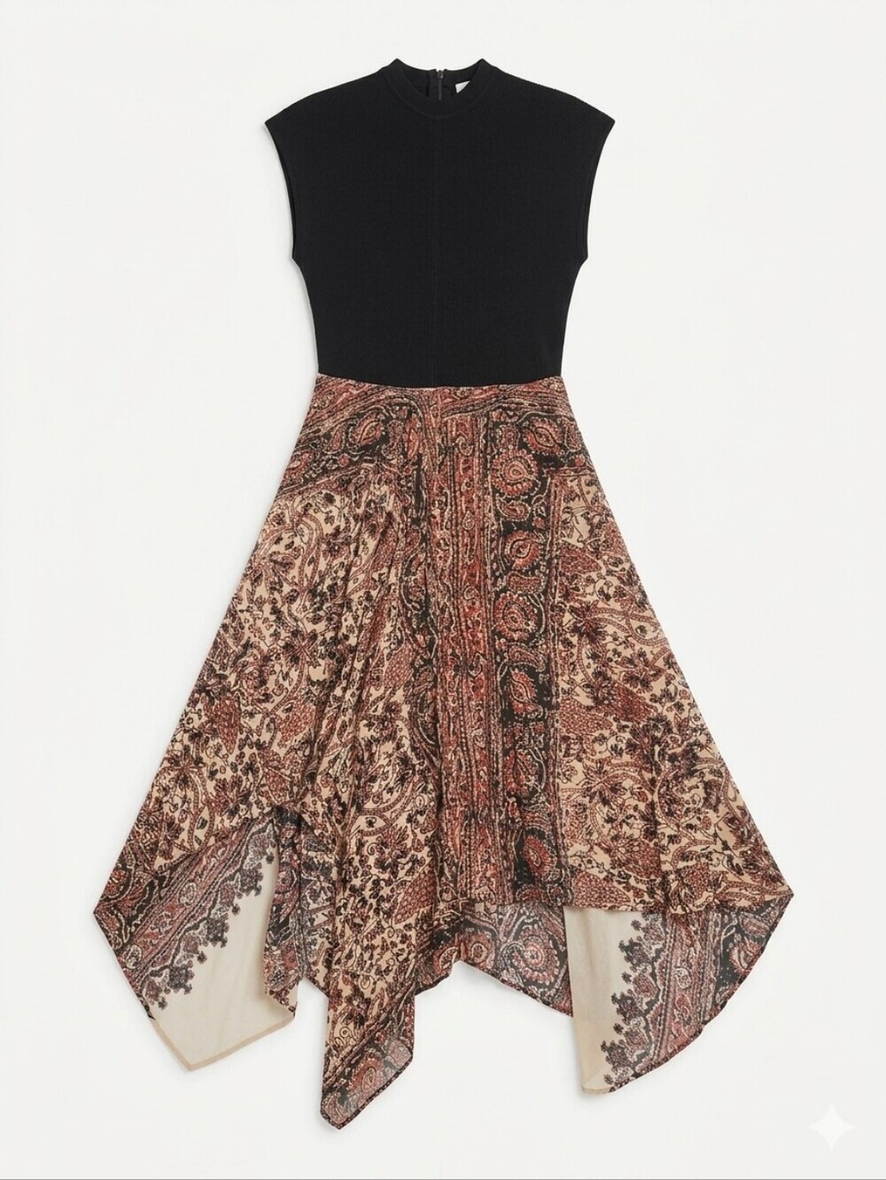 JW ANDERSON Cap Sleeve Asymmetric Dress Silk Scarf Skirt Size 2 34 XS